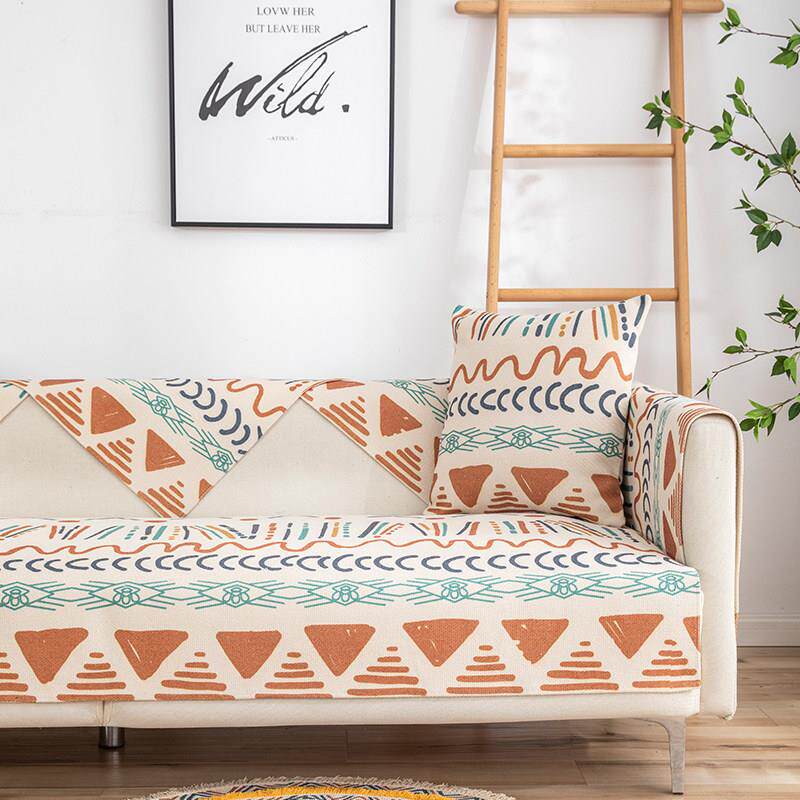 覆古沙发垫布全盖民族风几何沙发巾垫沙发盖布北欧垫几何时尚棉线