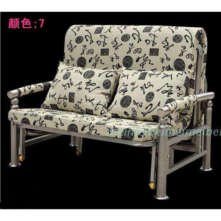 多功能折叠推拉实木沙发床1米1.2米1.5单人双人小户型布艺沙发床