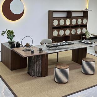 新中式岩板茶桌椅组合现代禅意茶几茶台客厅办公室茶室接待喝茶桌