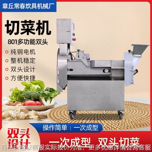 801多功能双头切菜机辣椒洋葱萝卜切碎机大型食堂全自动切菜机