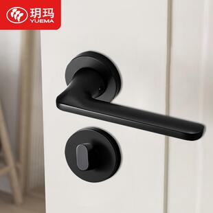 玥玛现代简约灰黑色静音分体锁室内卧室门把手房间北欧家用木门锁