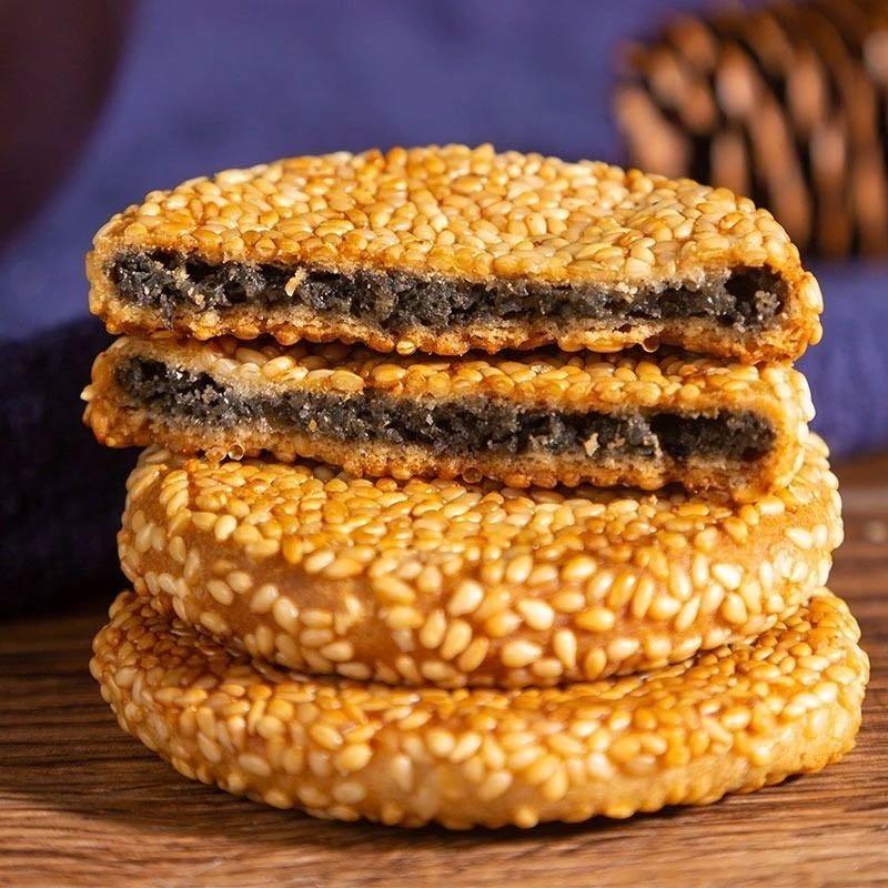 传统中式糕点老式薄脆馅饼黄石港饼湖北特产老人零食小吃芝麻饼