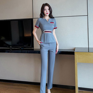 美容师工作服女气质新款 养生按摩足疗技师服装 美容院工服266裤 装
