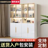 书柜带玻璃门防尘轻奢靠墙储物柜子手办展示柜陈列置物柜落地书架