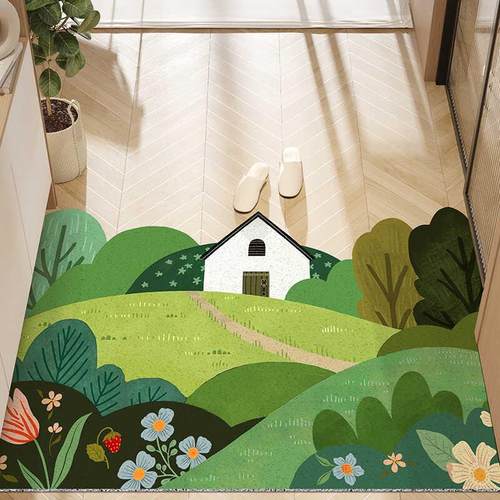 清新入户门地垫丝圈家用进门玄关脚垫子大门口刮土蹭泥地毯可裁剪