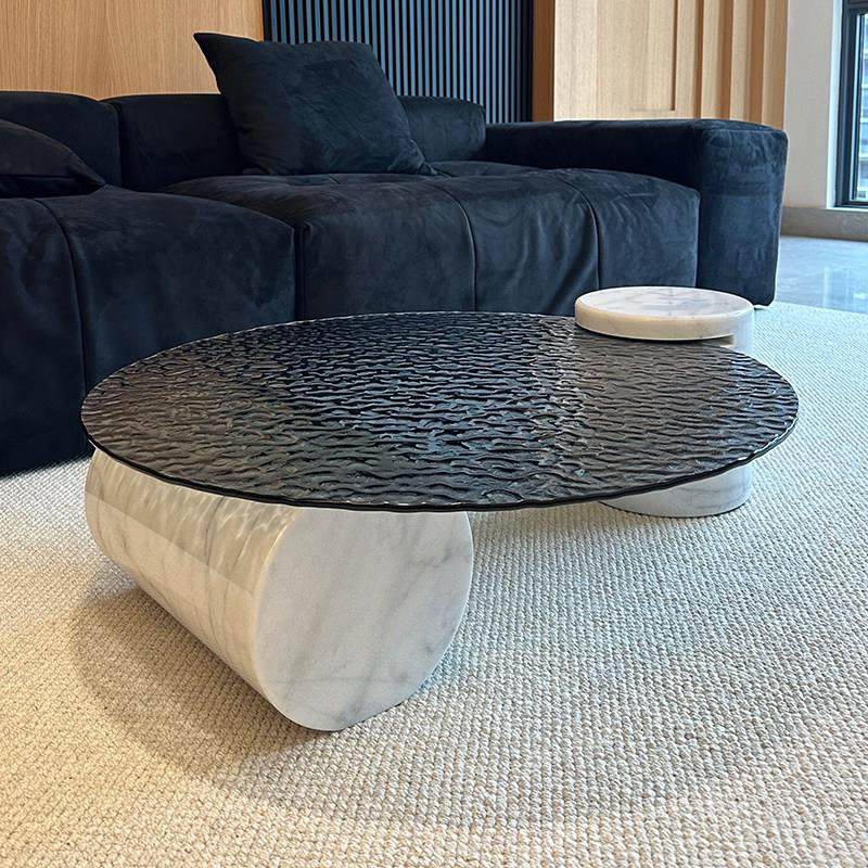 Baxter意式极简水波纹茶几大理石钢化玻璃边几小户型家用客厅圆形,住宅家具,茶几,淘宝优惠券,粉丝福利购,淘宝优惠卷