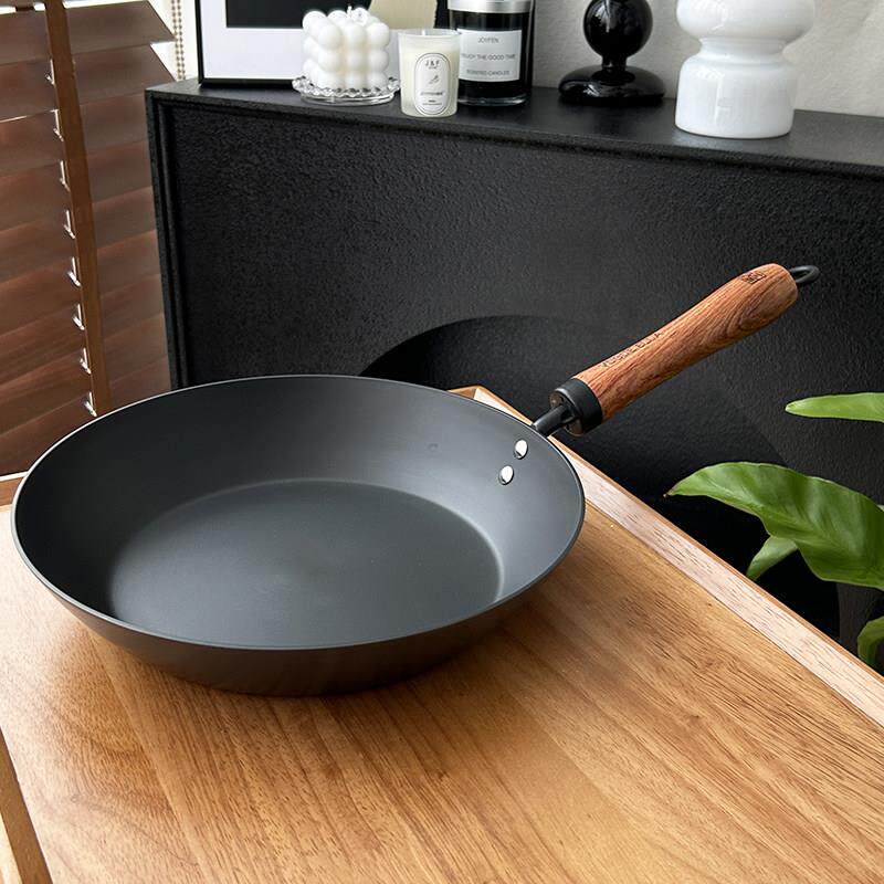 平底锅无涂层铁锅煎锅烹调家用牛排不粘锅小锅煎饼煎饼