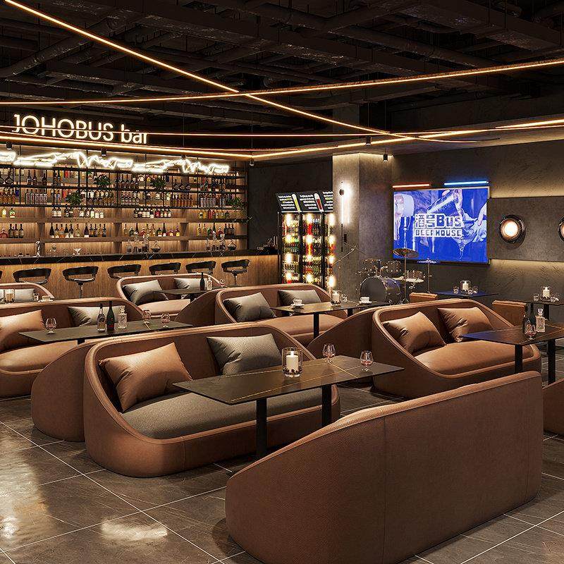 咖啡厅卡座沙发奶茶店西餐厅桌椅组合酒吧清吧包厢椅子商用定制