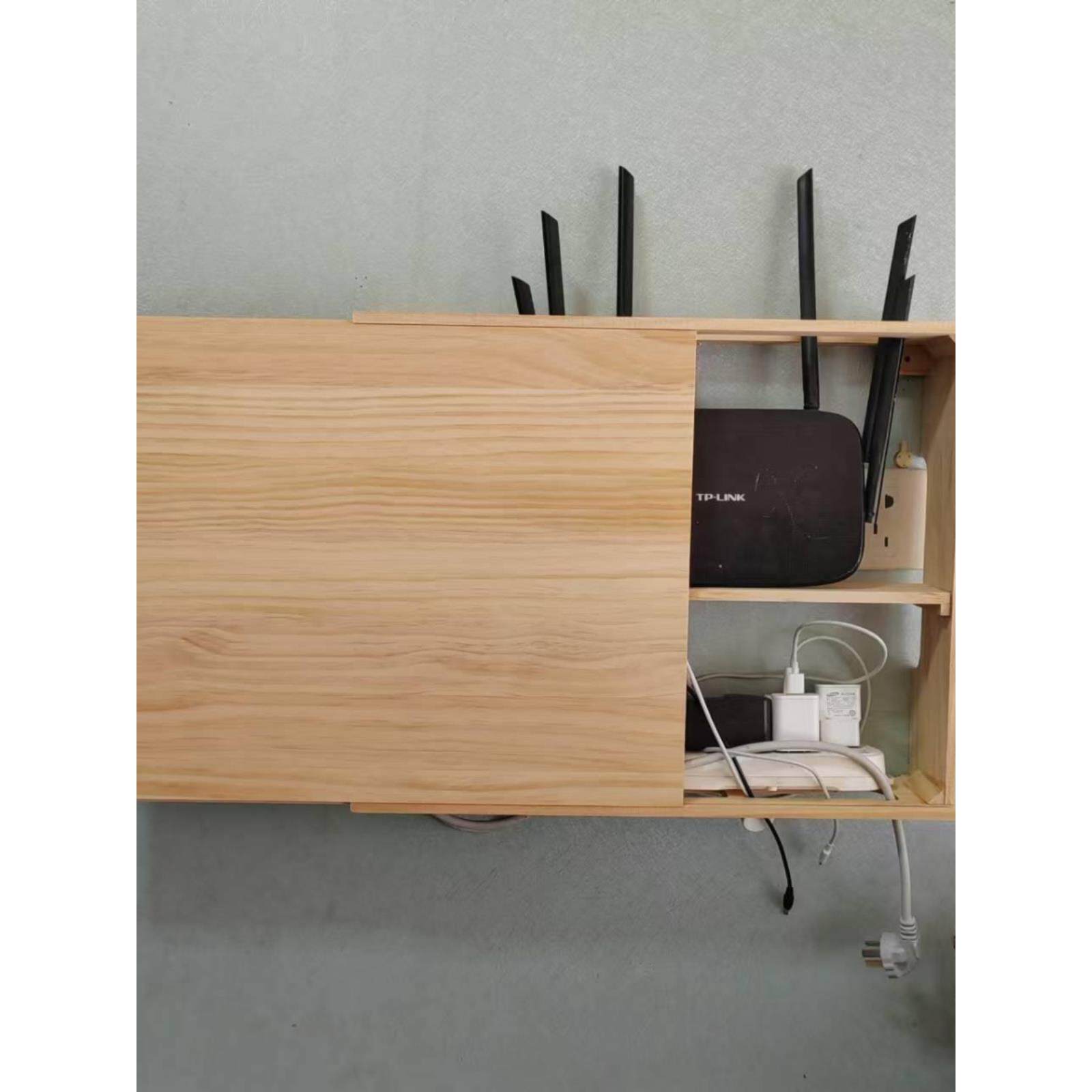 多媒体信息箱路由器光猫收纳盒实木架子光纤插座集线遮挡弱电表箱