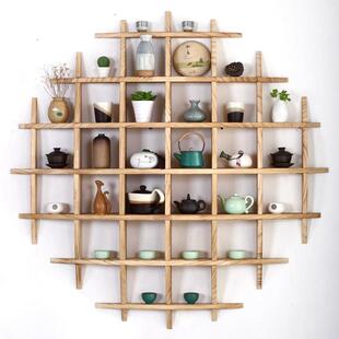 实木博古架中式挂墙置物架多宝格茶壶架摆架壁挂式茶杯茶具展示架