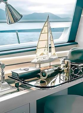 现代简约现代书房桌面帆船创意主题摆件 样板间客厅台面装饰摆饰