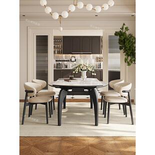 板岩餐桌实木可伸缩小公寓现代简单的方形和圆形两用设计师可变圆