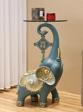 大象落地摆件客厅大型号装饰品移动茶几电视柜边几中式象托 托盘