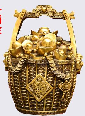 大号纯铜一桶金工艺品金元宝储蓄罐存钱罐招财客厅财位摆件高30cm