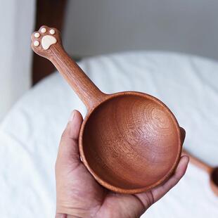 木头恰恰 | 吃播长柄木勺实木手作大勺子嗦粉勺整木制作健康无漆