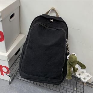 推荐书包女初中生高中生原宿大容量学院风双肩包男大学生休闲帆布