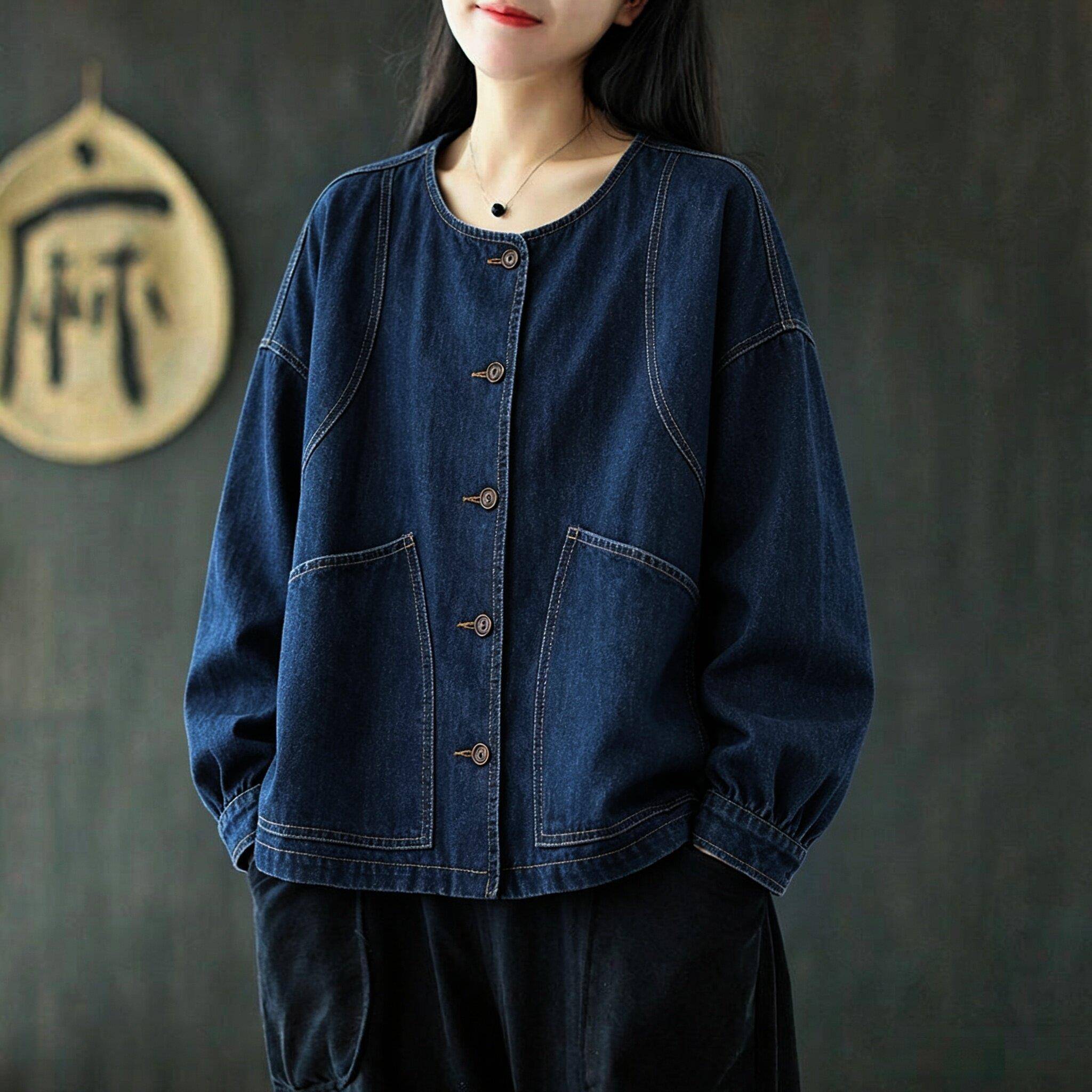 极速胖mm大码宽松显瘦复古牛仔外套女洋气减龄春秋长袖夹克百搭上
