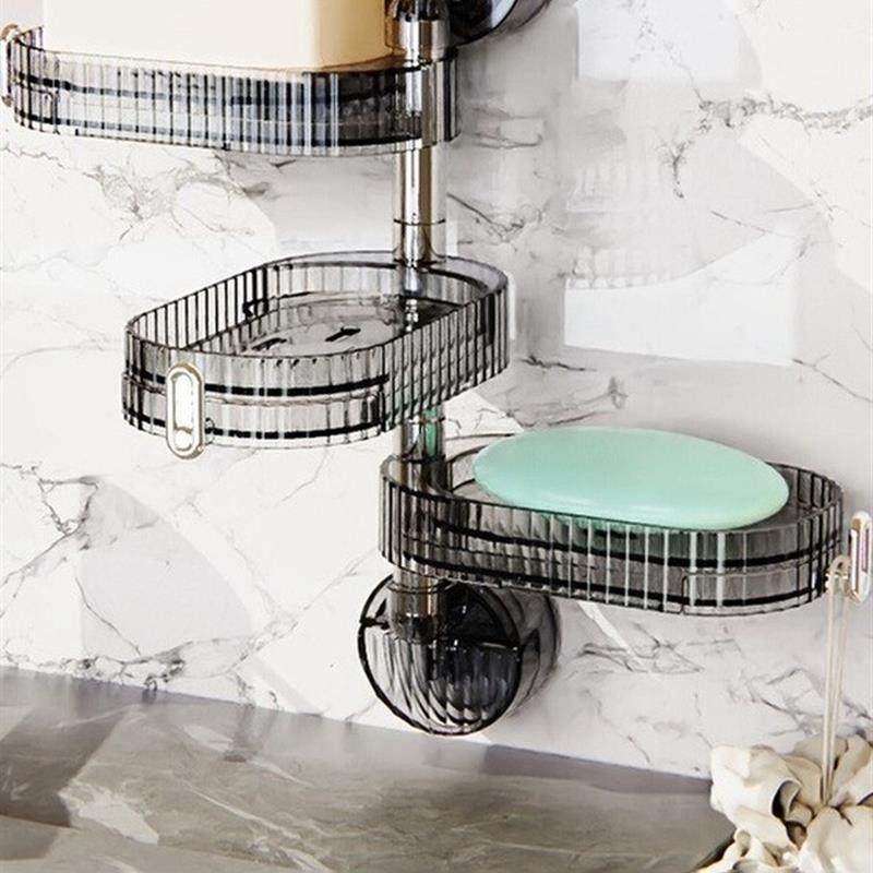 吸盘旋转肥皂盒壁挂式免打孔香皂盒置物架多层沥水盒家用双层上墙