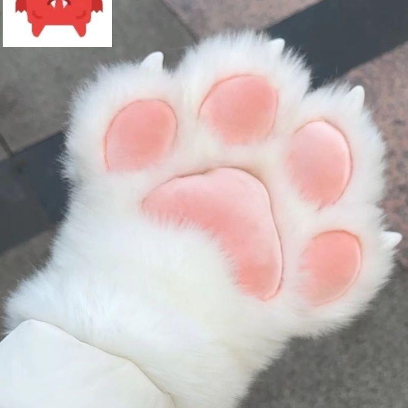 彩色毛绒手套短毛猫爪可爱