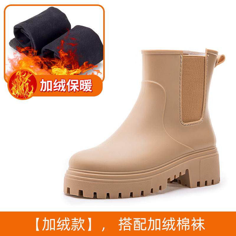 推荐马丁雨鞋女款2026新款涉水靴时尚中筒防水鞋防滑舒适雨靴加绒