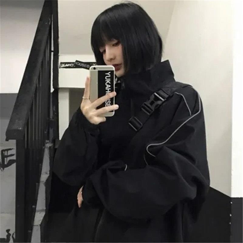 极速男女同款vintage反光外套女宽松韩版ins原宿风潮bf学生休闲棒