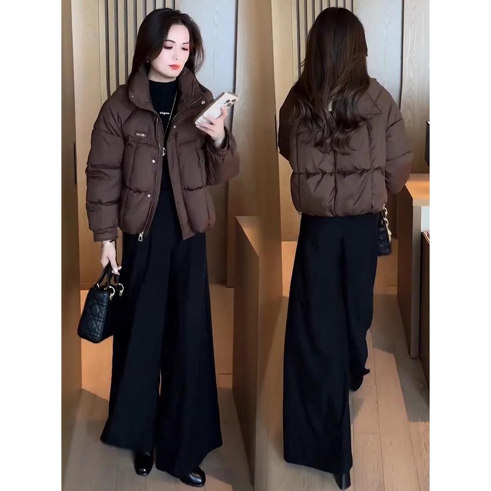 极速短款羽绒棉服女冬季新款时尚套装洋气面包服棉衣外套阔腿裤两