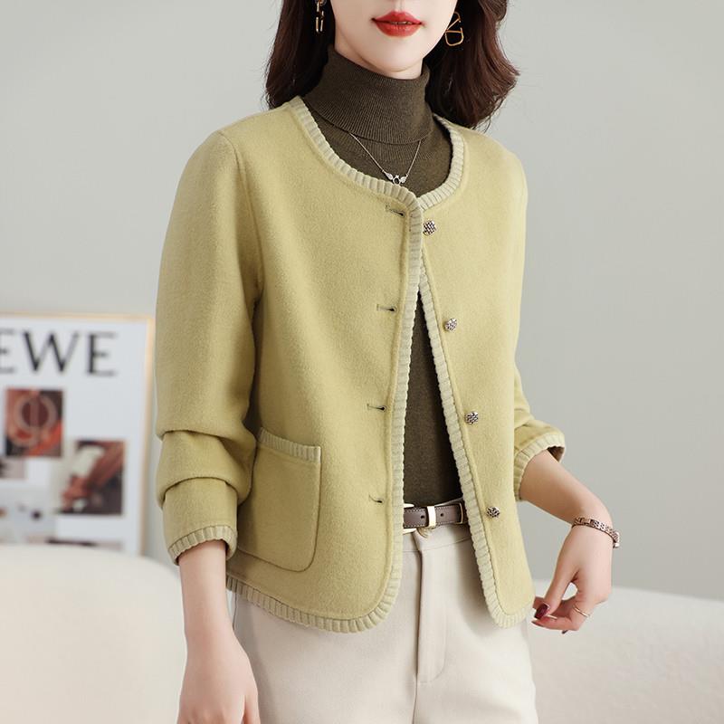 小香风短款双面呢大衣女2024秋冬新款高端小个子羊毛呢外套零羊绒