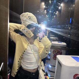 2025新款黄色针织开衫女秋冬宽松慵懒风毛衣外套短款小个子上衣潮