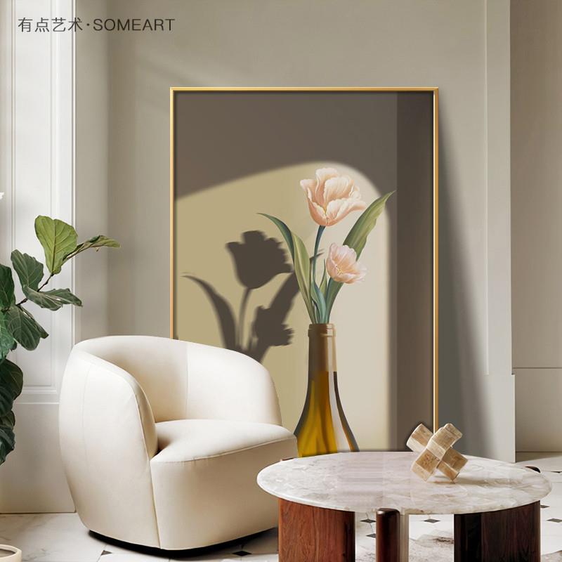 新品简约现代花卉玄关装饰画轻奢花瓶静物客厅背景墙壁画餐厅走廊图片