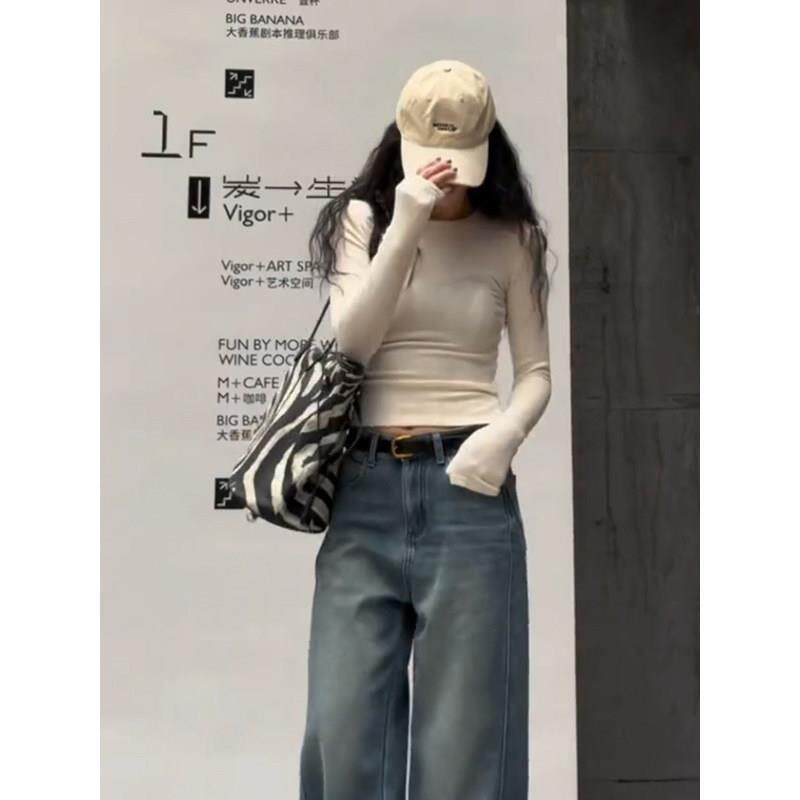 极速红色圆领长袖T恤女2026早秋新款修身内搭打底衫小个子简约上