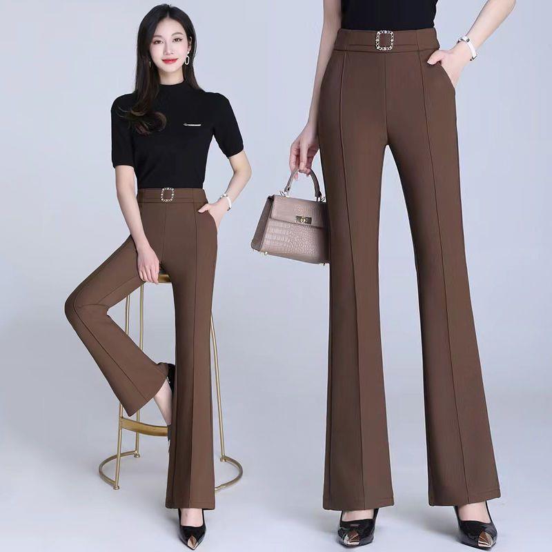 极速咖色微喇叭阔腿裤女2026春秋新款高腰显瘦休闲百搭鱼尾西装长