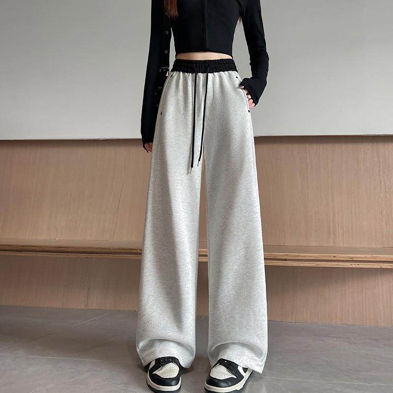 运动裤初中生高中学生少女春秋季2025新款阔腿直筒宽松大童卫裤子