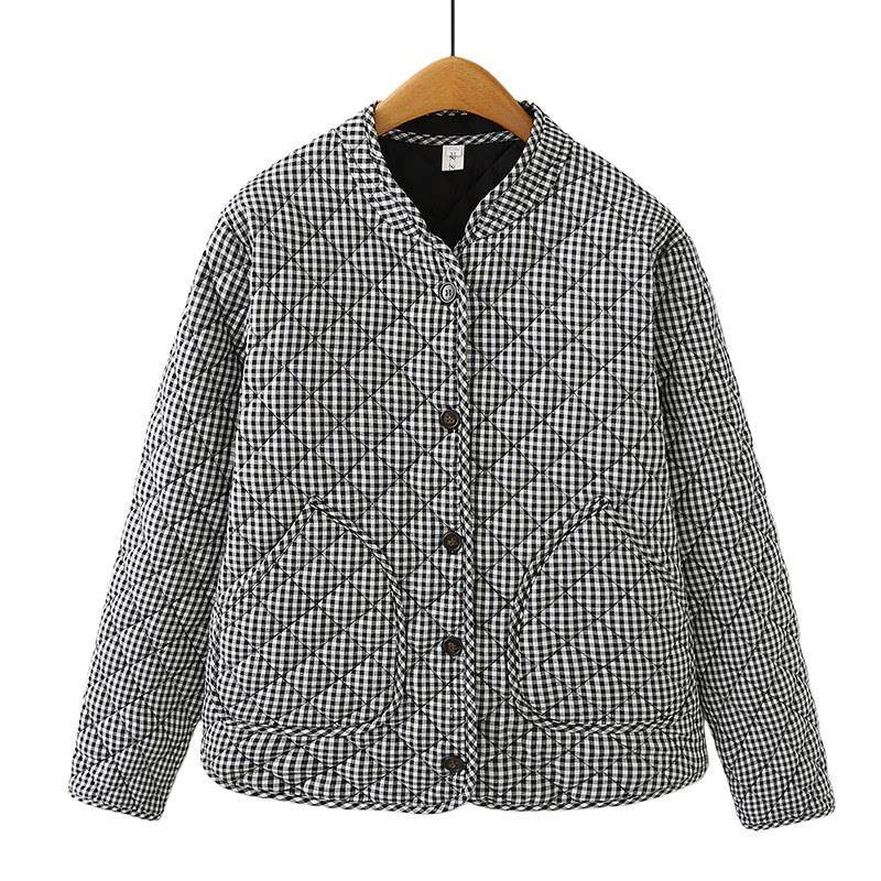 极速老奶奶冬装加厚立领格子棉衣中老年女装50岁妈妈保暖棉服百搭