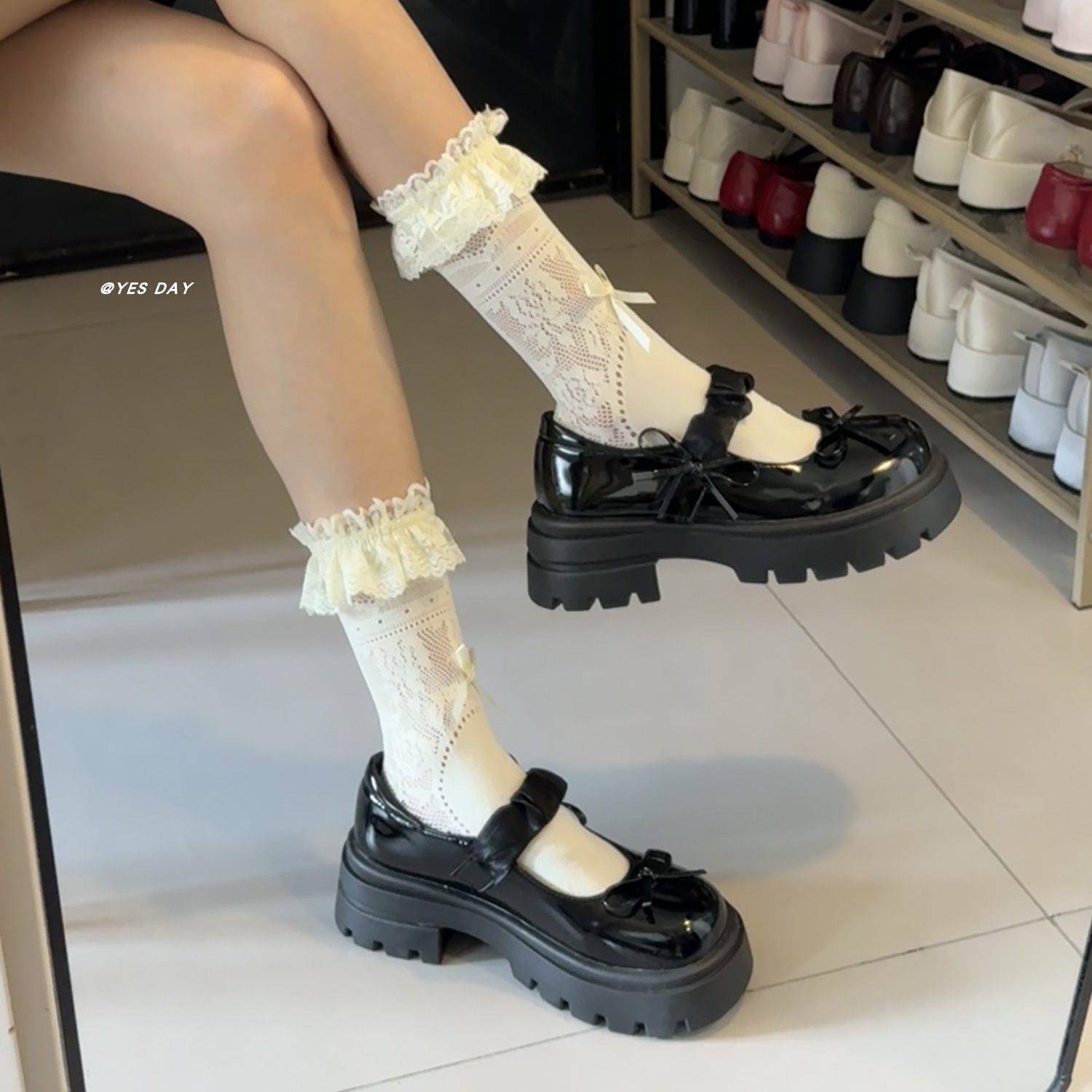 极速可爱圆头蝴蝶结增高厚底玛丽珍鞋女2026夏季新款日系制服jk小