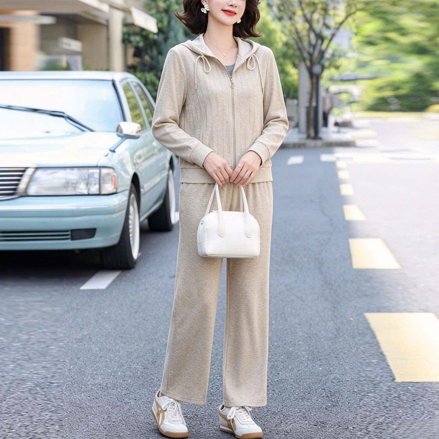 极速妈妈秋装运动套装时尚长袖外套裤子中老年人女装洋气减龄春秋