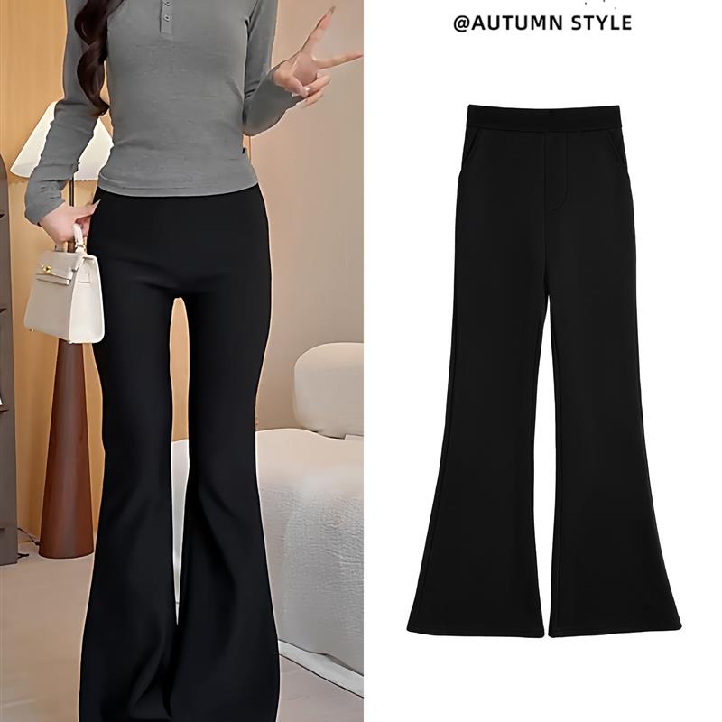 黑色喇叭裤子女2025新款小