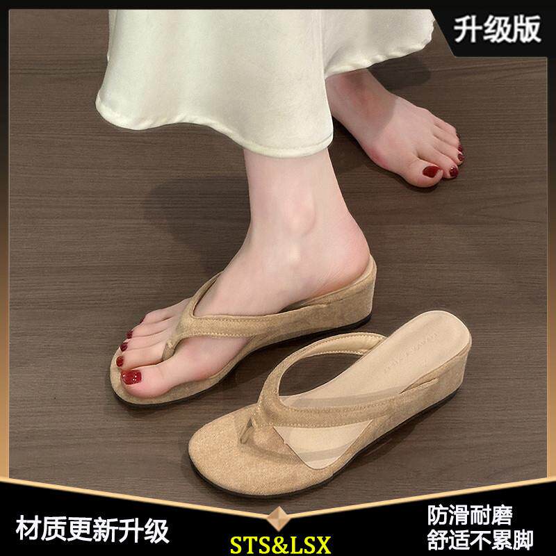 推荐坡跟高跟网红夹脚人字