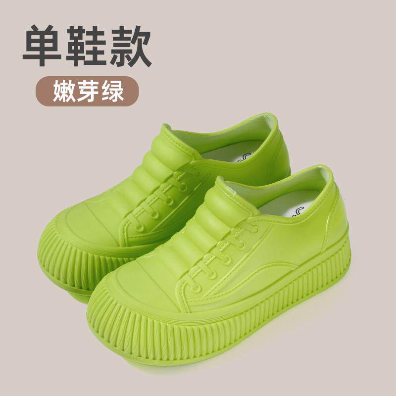 推荐内增高加厚底雨鞋女款低帮防滑防水鞋加绒保暖雨靴百搭休闲胶