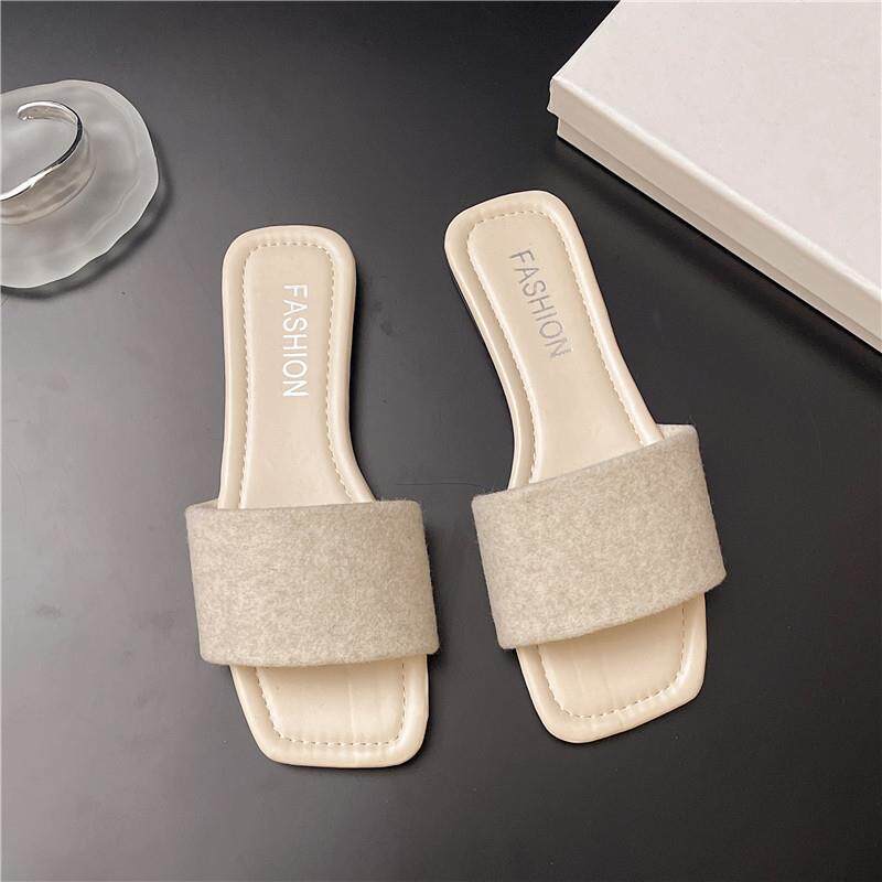 推荐拖鞋女夏季外穿时尚2026新款气质百搭平底一字拖配裙子法式凉