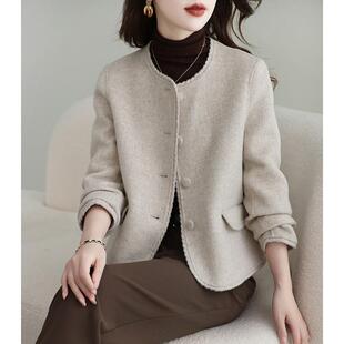 双面羊绒短款大衣女2025秋冬季新款高端气质全羊毛呢子小香风外套