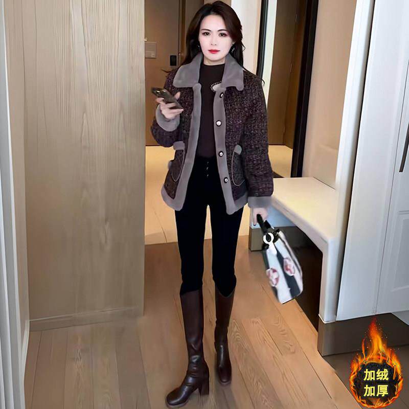 极速小个子加绒加厚毛呢外套女2026秋冬新款洋气小个子短款保暖呢