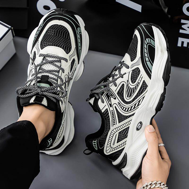 推荐夏季男鞋新款透气网面鞋子男士运动鞋潮流百搭厚底休闲跑步老