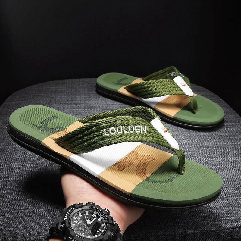 极速夏季人字拖男越南潮流沙滩外穿编织布带帆布透气拖鞋男款夏天