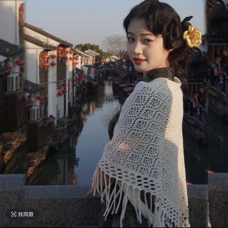 复古镂空新款三角针织旗袍