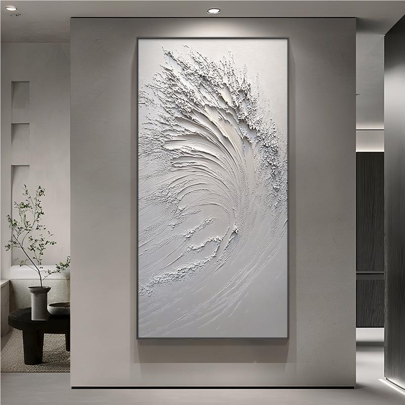 陌白肌理感简约白色象玄画关装饰画抽艺术店走廊过道酒墅挂别轻奢图片