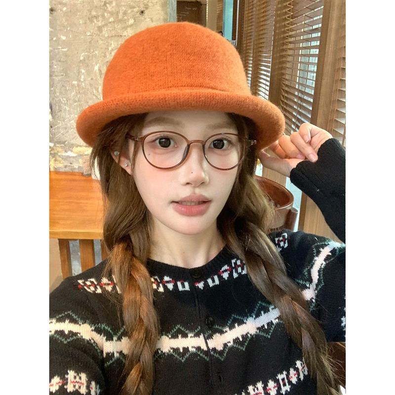 韩版冬季卷边小礼帽女复古