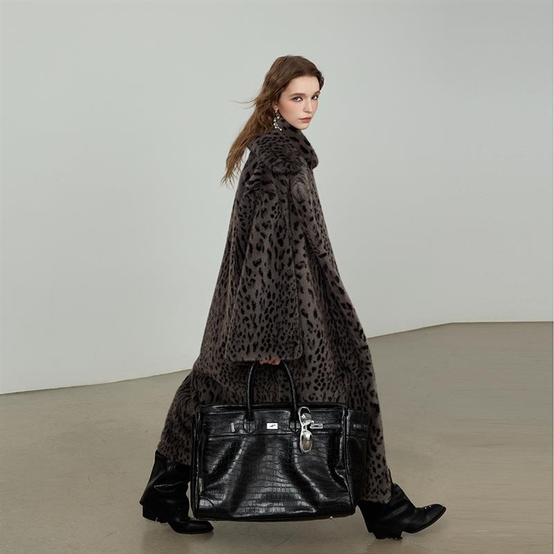 冬季加厚豹纹超长款高个子