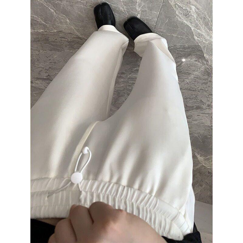 极速空气层小众松紧腰抽绳面膜直筒休闲显瘦莫代尔阔腿运动裤长裤