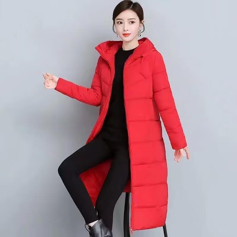 极速妈妈冬季棉衣女长款过膝时尚修身连帽棉服洋气保暖中老年加厚