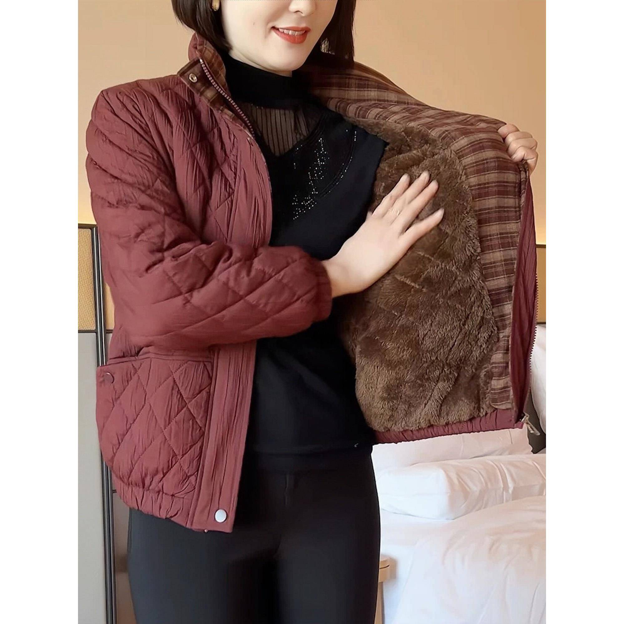 极速小个子妈妈冬装棉袄洋气短款加绒加厚棉服中老年女装棉衣秋冬